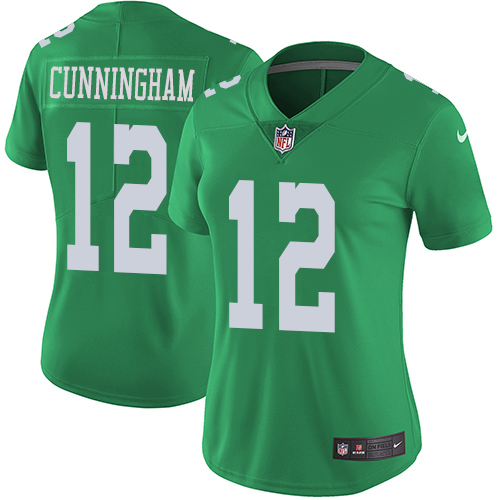 Nike Eagles #12 Randall Cunningham Green Women's Stitched NFL Limited Rush Jersey - Click Image to Close